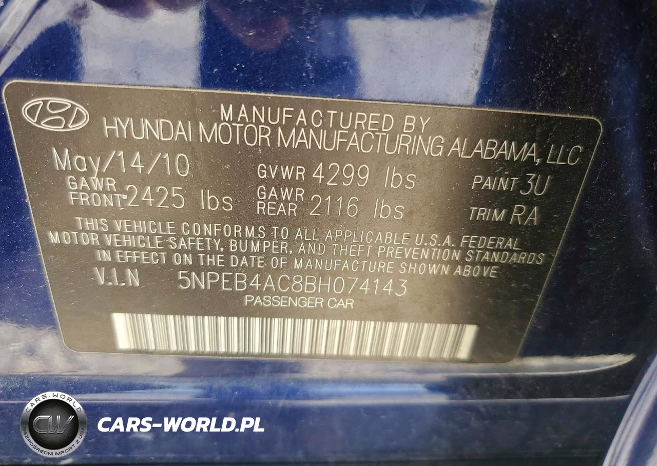 2011 Hyun Sonata VIN:5NPEB4AC8BH074143 - 12