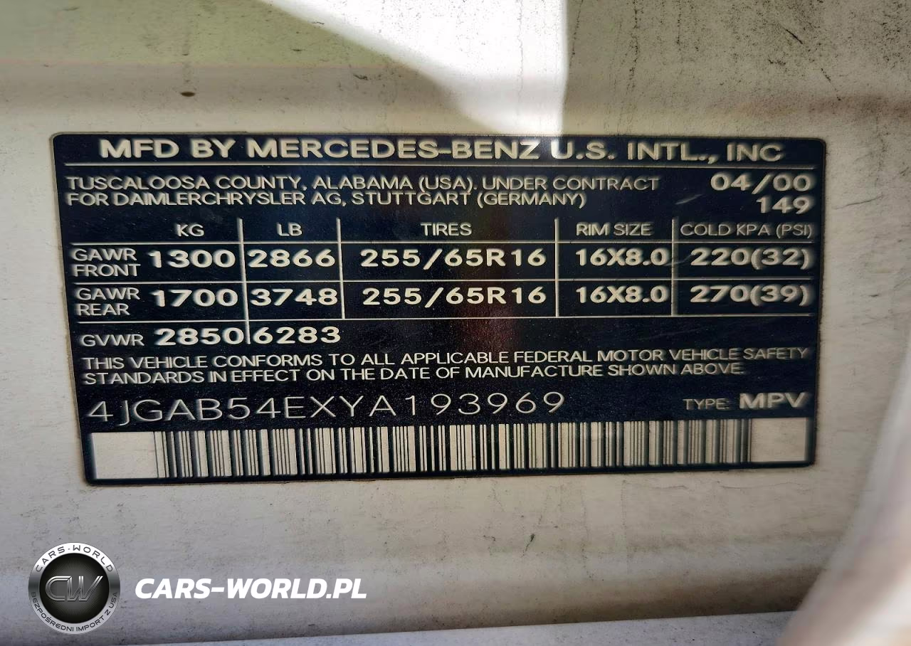 2000 Mercedes-Benz Ml 320 VIN:4JGAB54EXYA193969 - 13