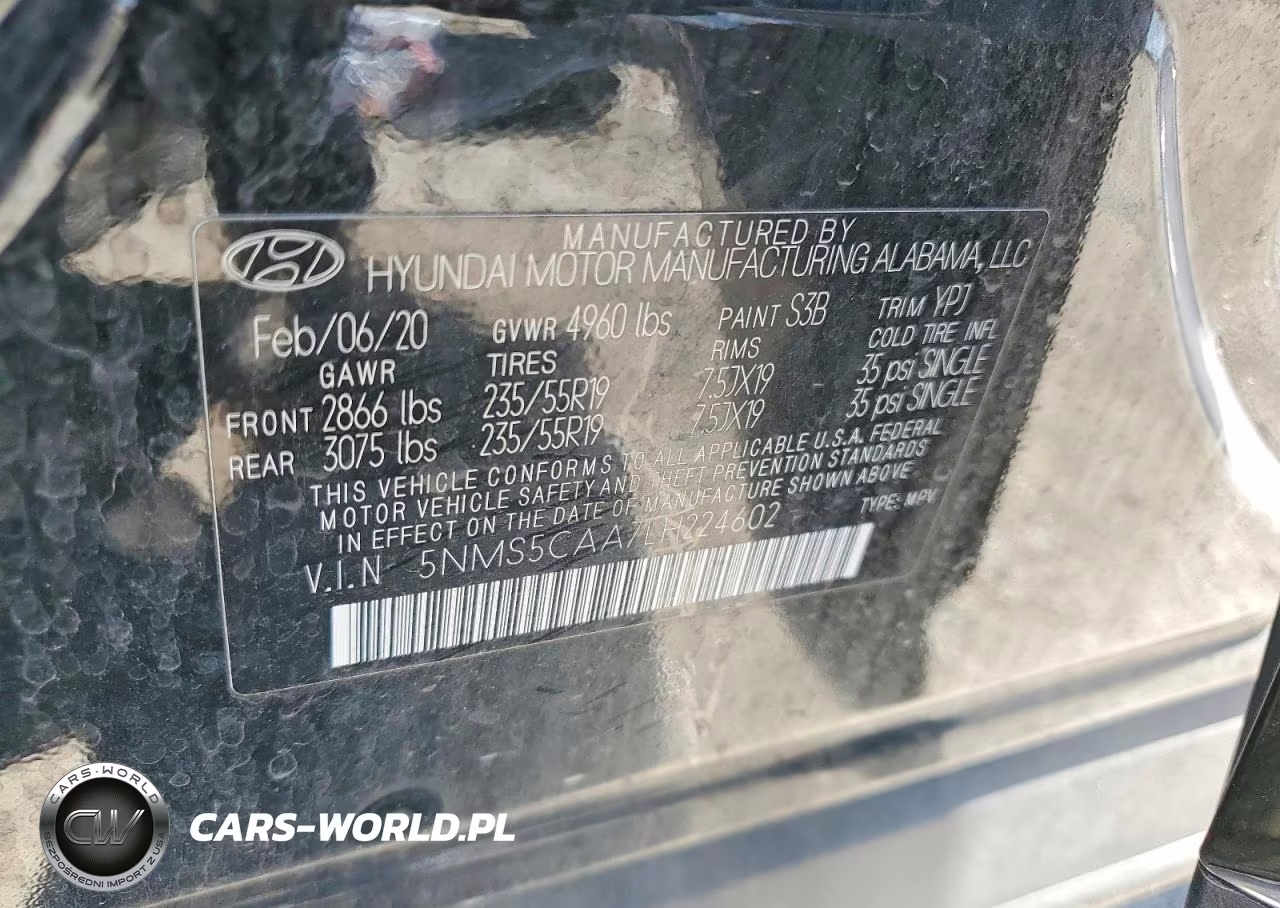2020 Hyundai Santa Fe Limited 2.0T VIN:5NMS5CAA7LH224602 - 13