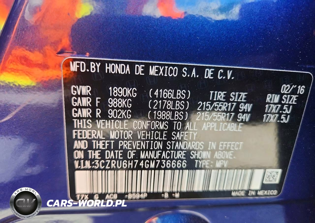2016 Honda Hr-V Exl VIN:3CZRU6H74GM736666 - 14