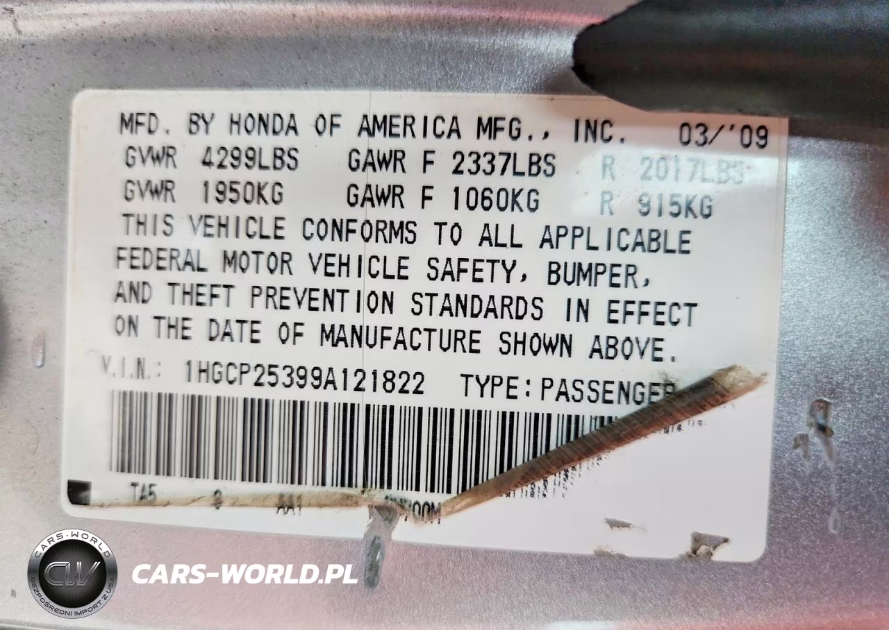 2009 Honda Accord Lx VIN:1HGCP25399A121822 - 13