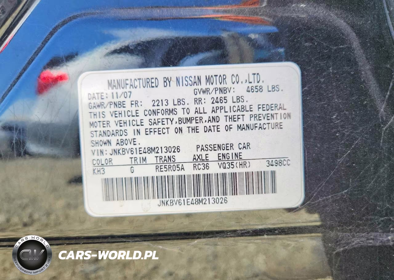2008 Infiniti G35 Base VIN:JNKBV61E48M213026 - 12