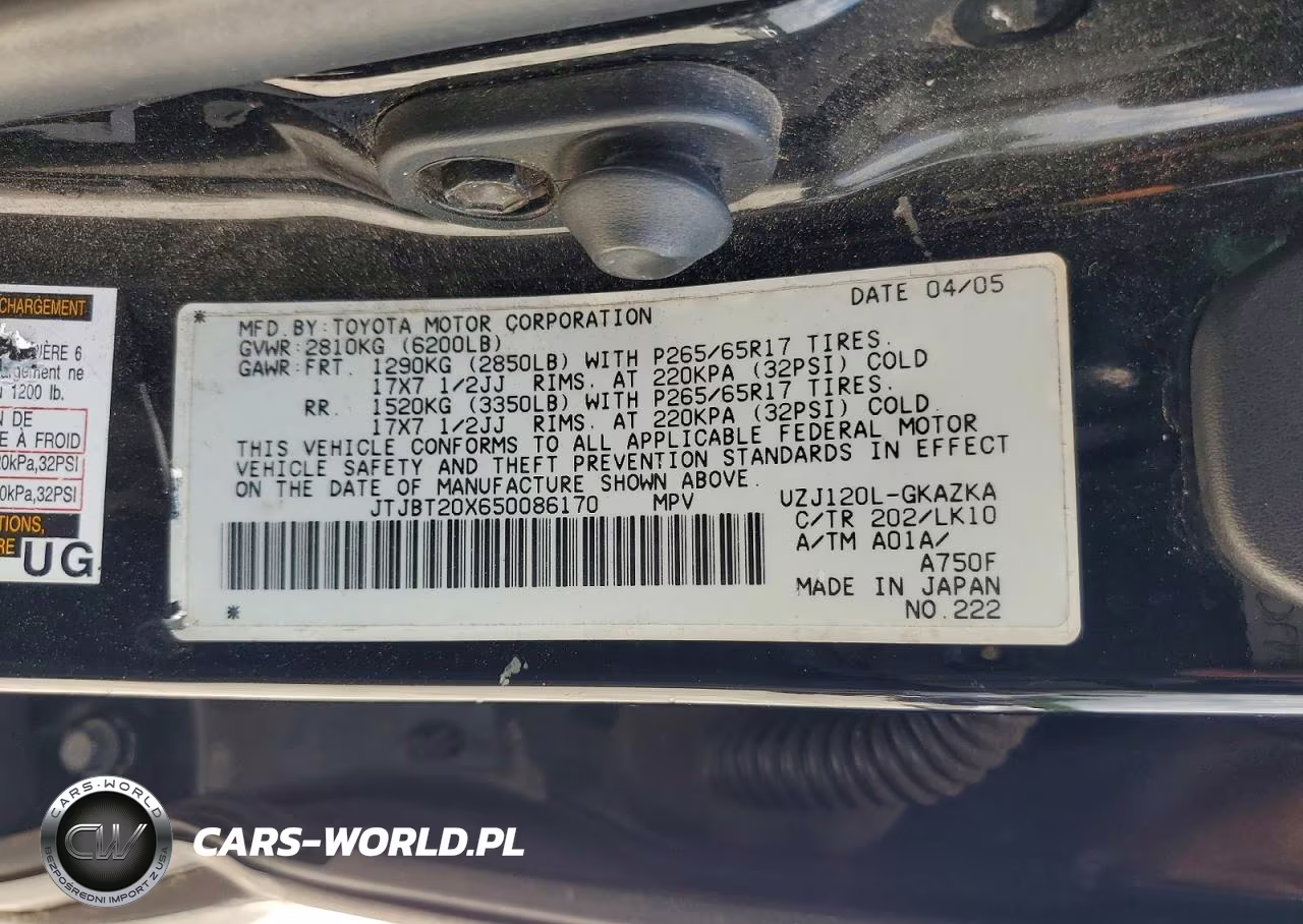 2005 Lexus Gx 470 VIN:JTJBT20X650086170 - 13