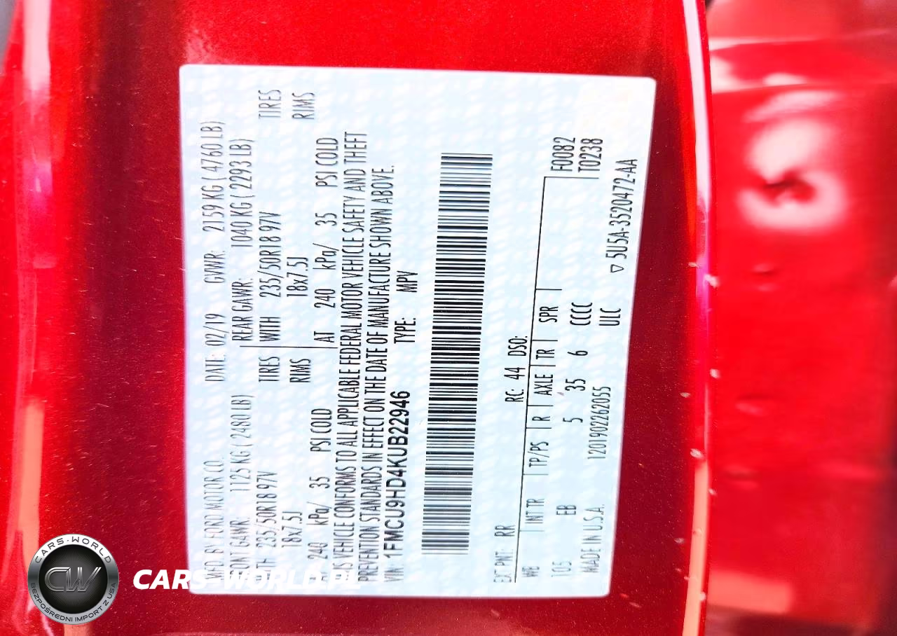 2019 Ford Escape Sel VIN:1FMCU9HD4KUB22946 - 13