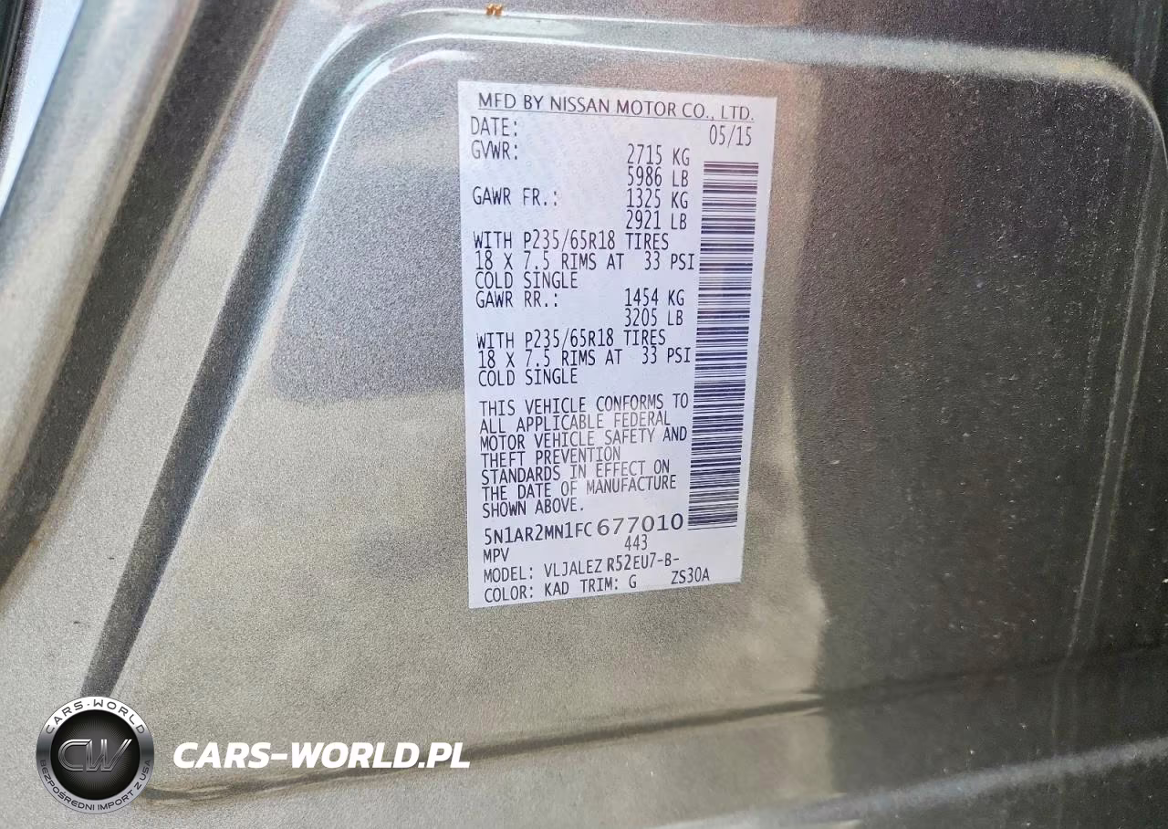 2015 Nissan Pathfinder Sv VIN:5N1AR2MN1FC677010 - 13
