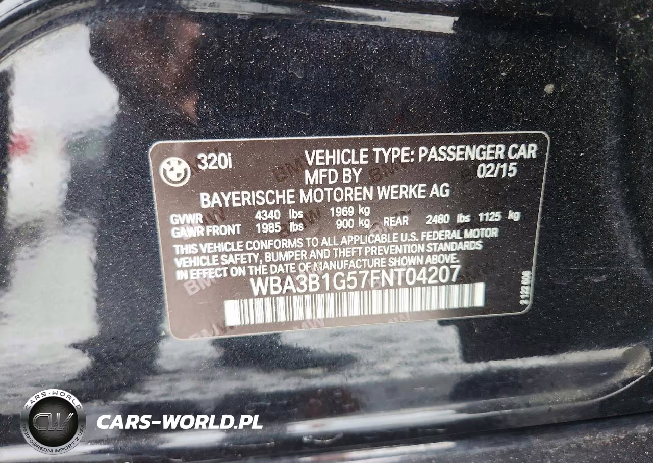 2015 BMW 320 I VIN:WBA3B1G57FNT04207 - 12
