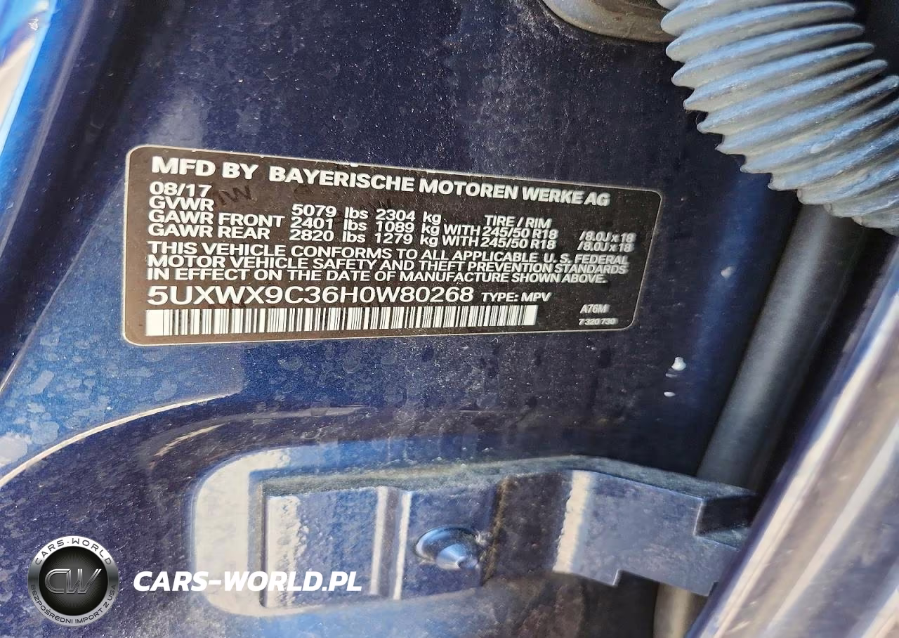 2017 BMW X3 xDrive28I VIN:5UXWX9C36H0W80268 - 13