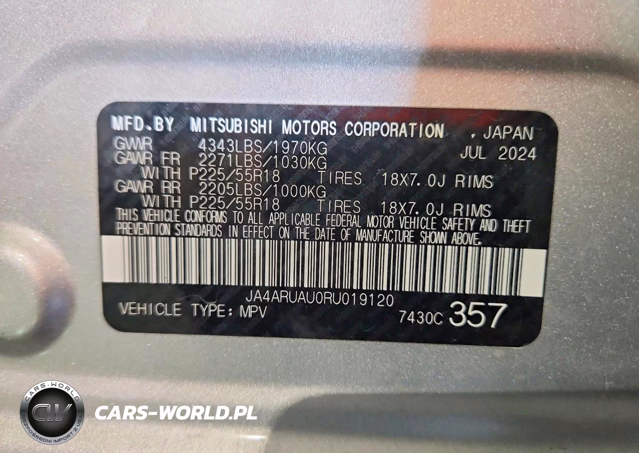 2024 Mitsubishi Outlander Sport S VIN:JA4ARUAU0RU019120 - 13