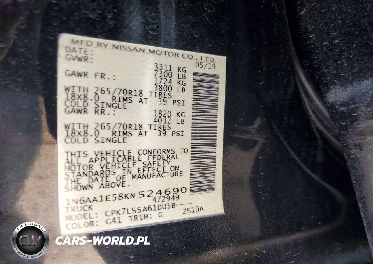 2019 Nissan Titan Sv VIN:1N6AA1E58KN524690 - 12
