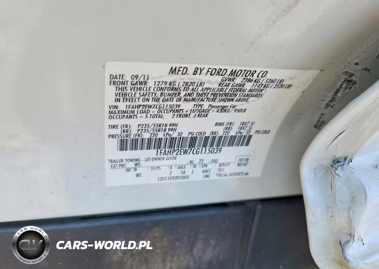 2012 Ford Taurus Sel VIN:1FAHP2EW7CG115039 - 13