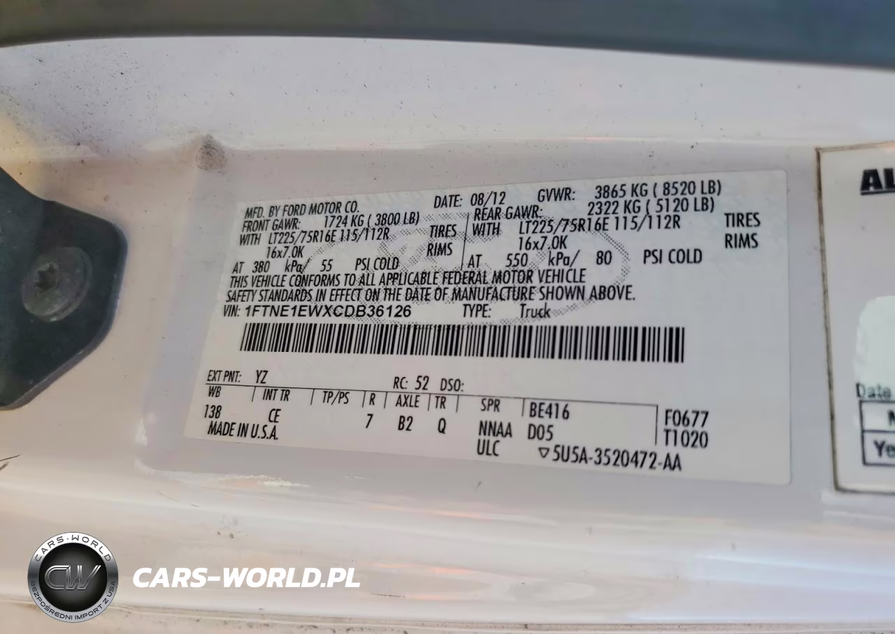 2012 Ford Econoline E150 Van VIN:1FTNE1EWXCDB36126 - 13