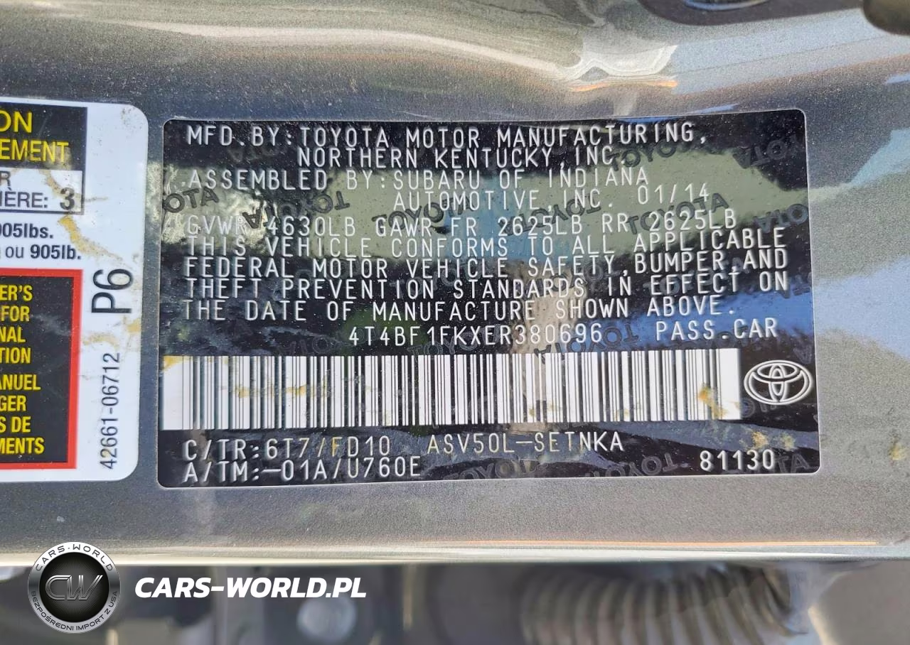 2014 Toyota Camry Le VIN:4T4BF1FKXER380696 - 12