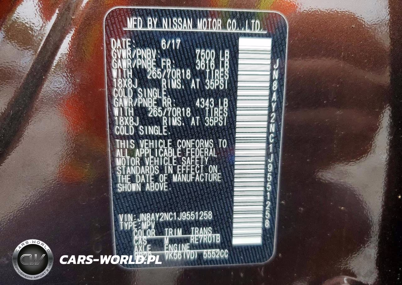 2018 Nissan Armada Sv VIN:JN8AY2NC1J9551258 - 13