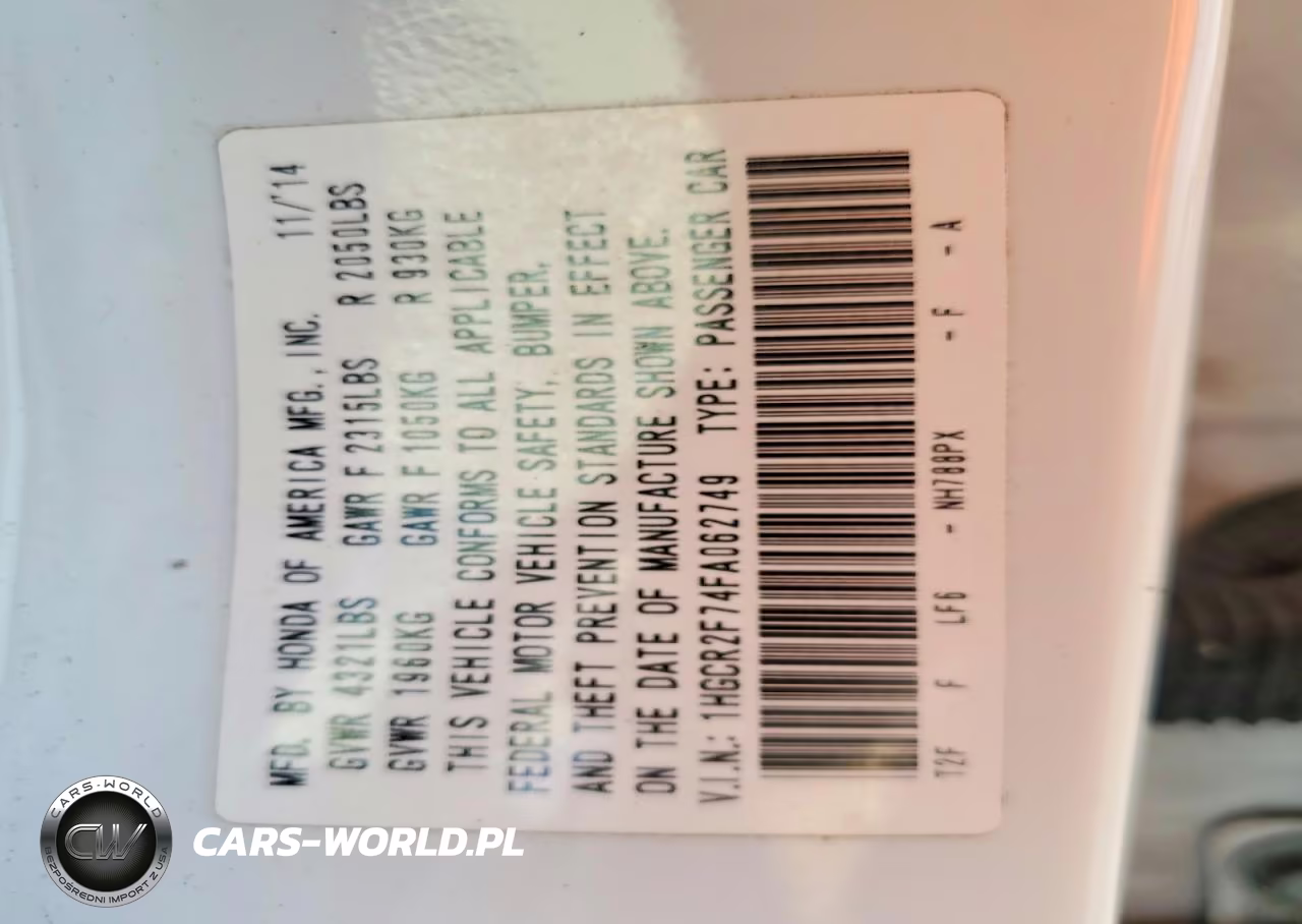 2015 Honda Accord Ex VIN:1HGCR2F74FA062749 - 12