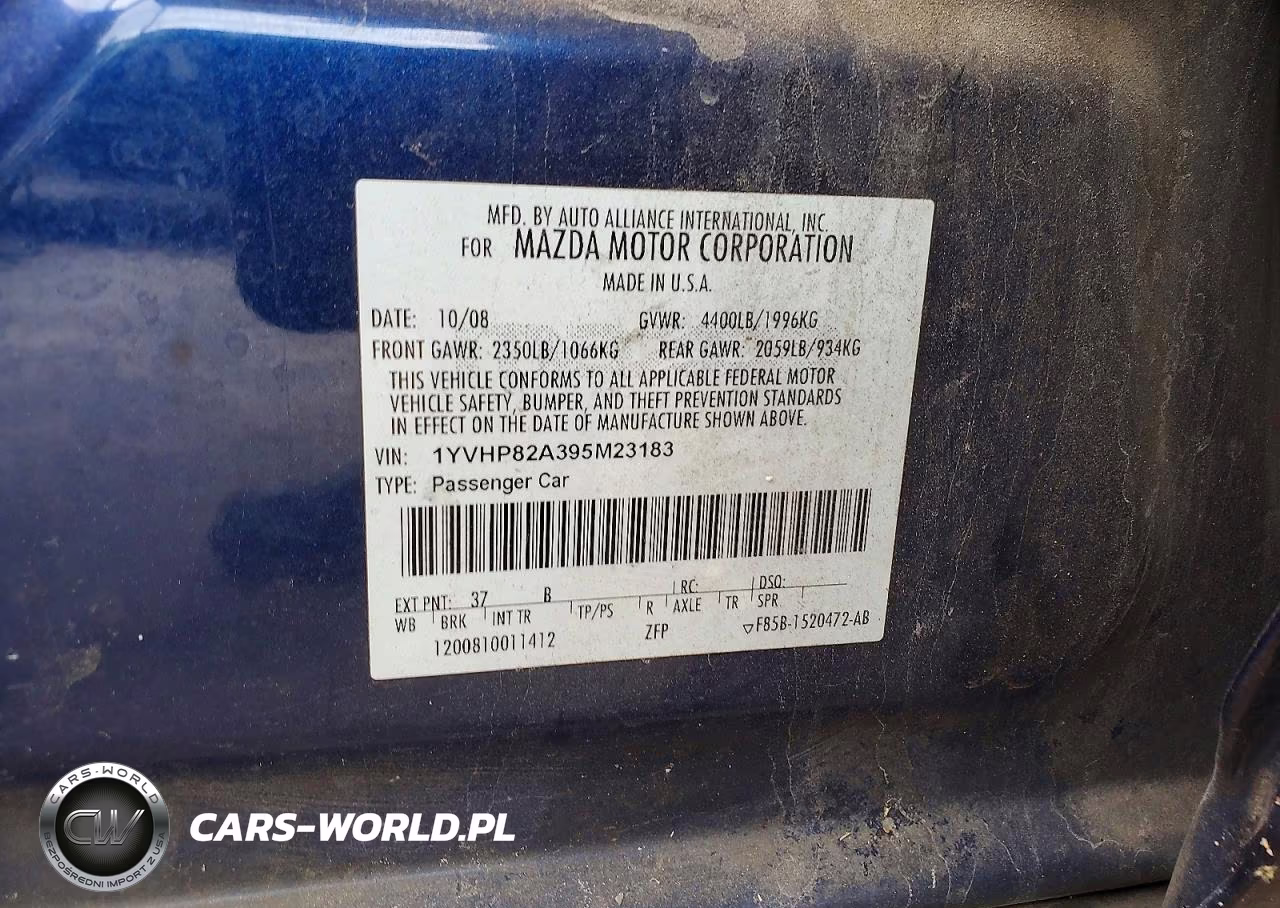 2009 Mazda 6 I VIN:1YVHP82A395M23183 - 12