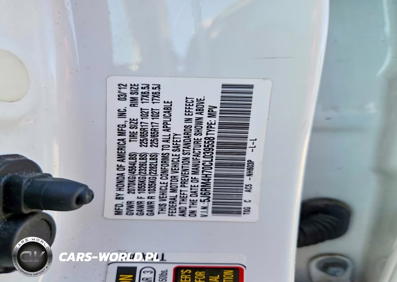 2012 Honda Cr-V Exl VIN:5J6RM4H70CL039558 - 13