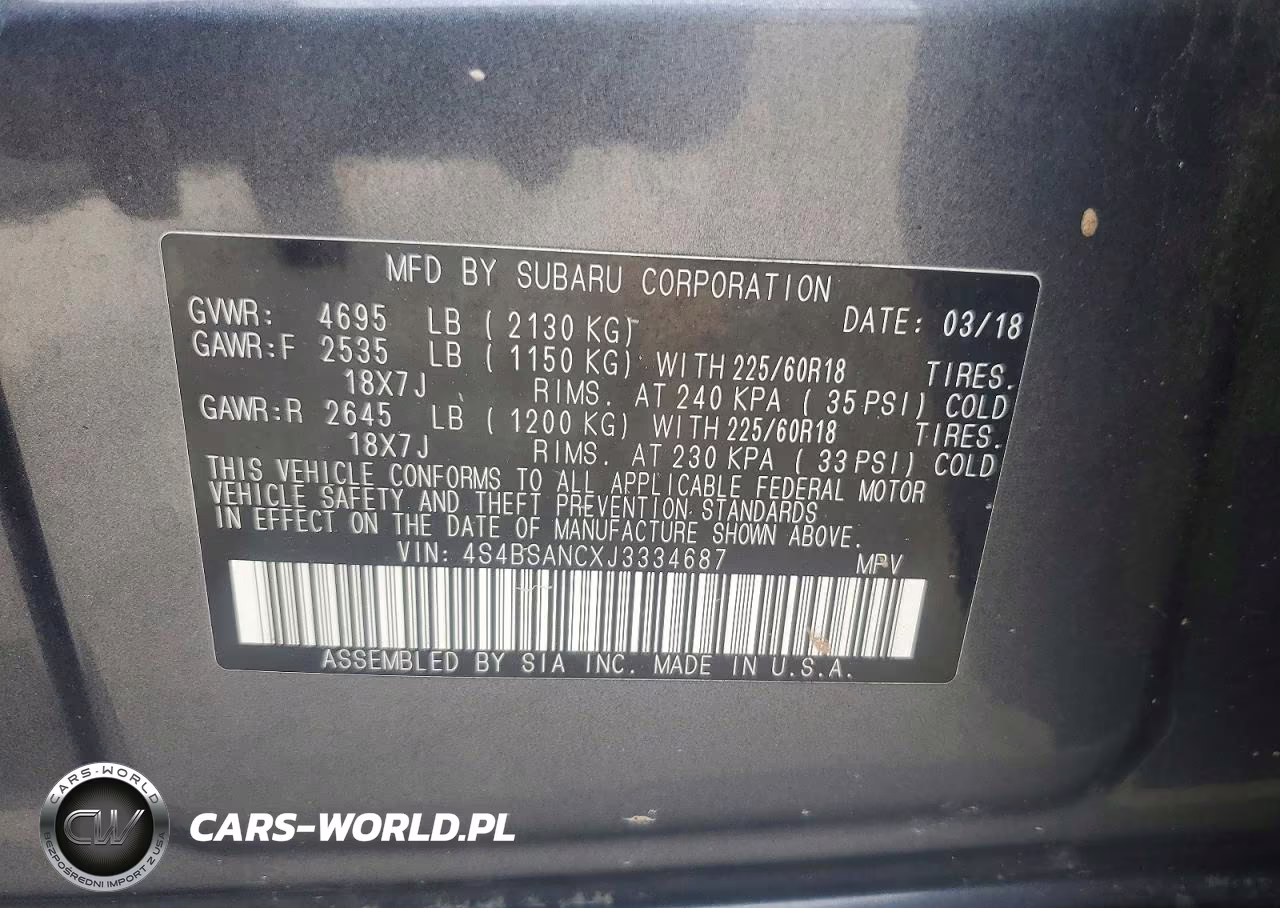2018 Subaru Outback 2.5I Limited VIN:4S4BSANCXJ3334687 - 13