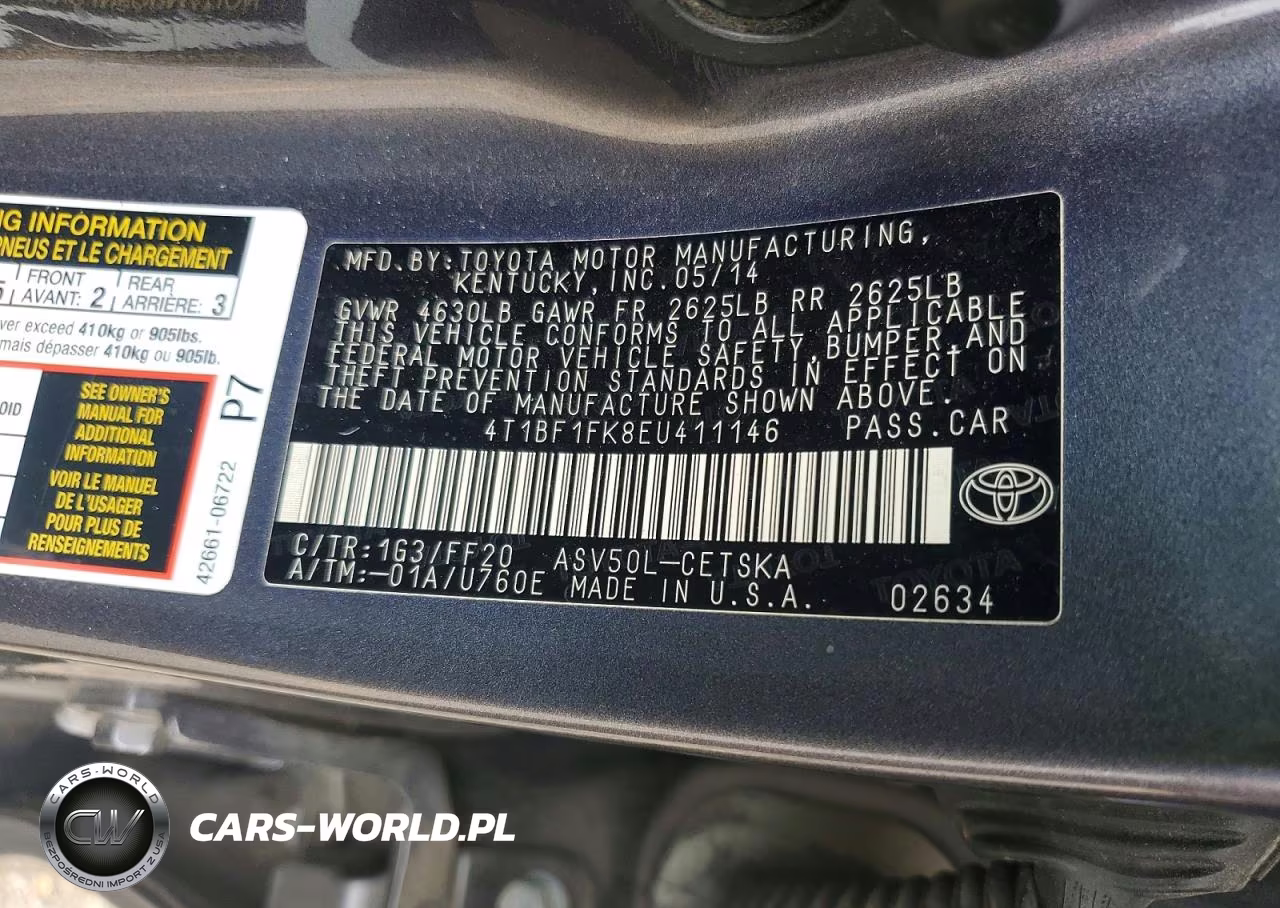 2014 Toyota Camry Se VIN:4T1BF1FK8EU411146 - 12