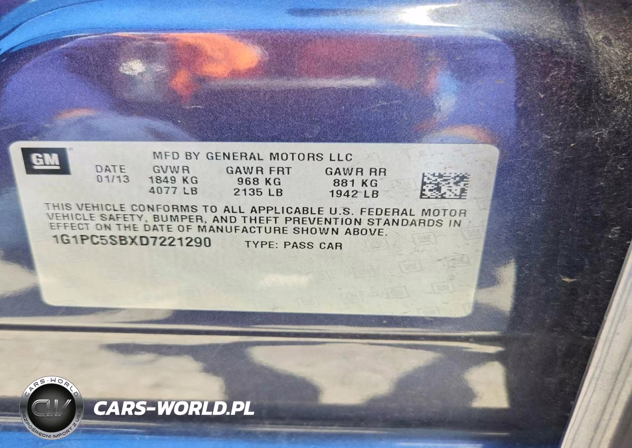 2013 Chevrolet Cruze Lt VIN:1G1PC5SBXD7221290 - 12