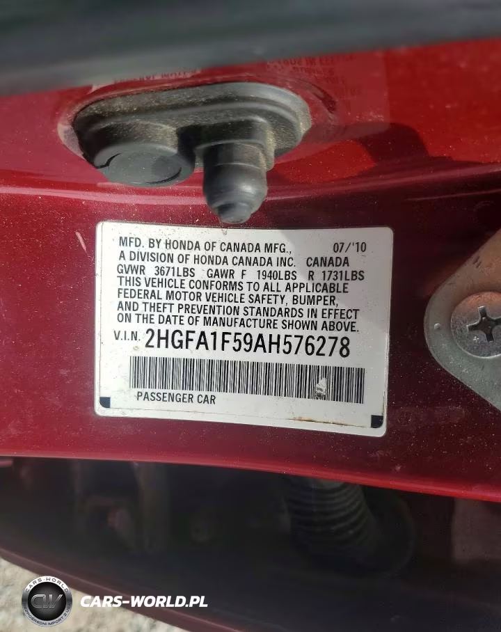 2010 Honda Civic Lx VIN:2HGFA1F59AH576278 - 12