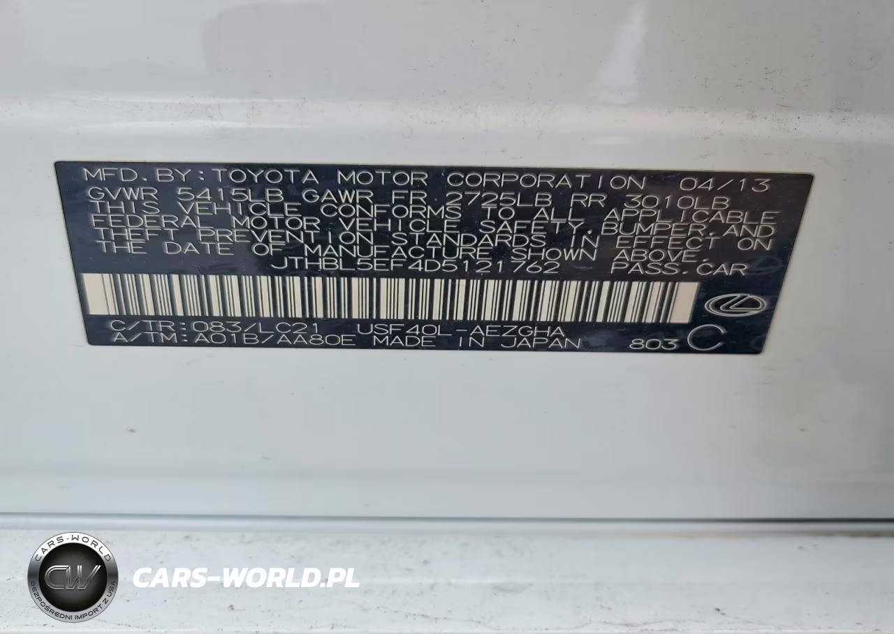 2013 Lexus Ls 460 VIN:JTHBL5EF4D5121762 - 12