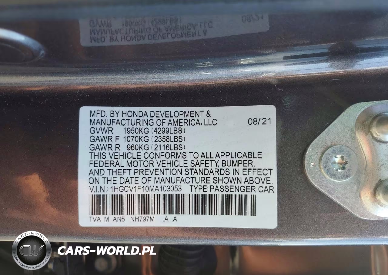 2021 Honda Accord Lx VIN:1HGCV1F10MA103053 - 13