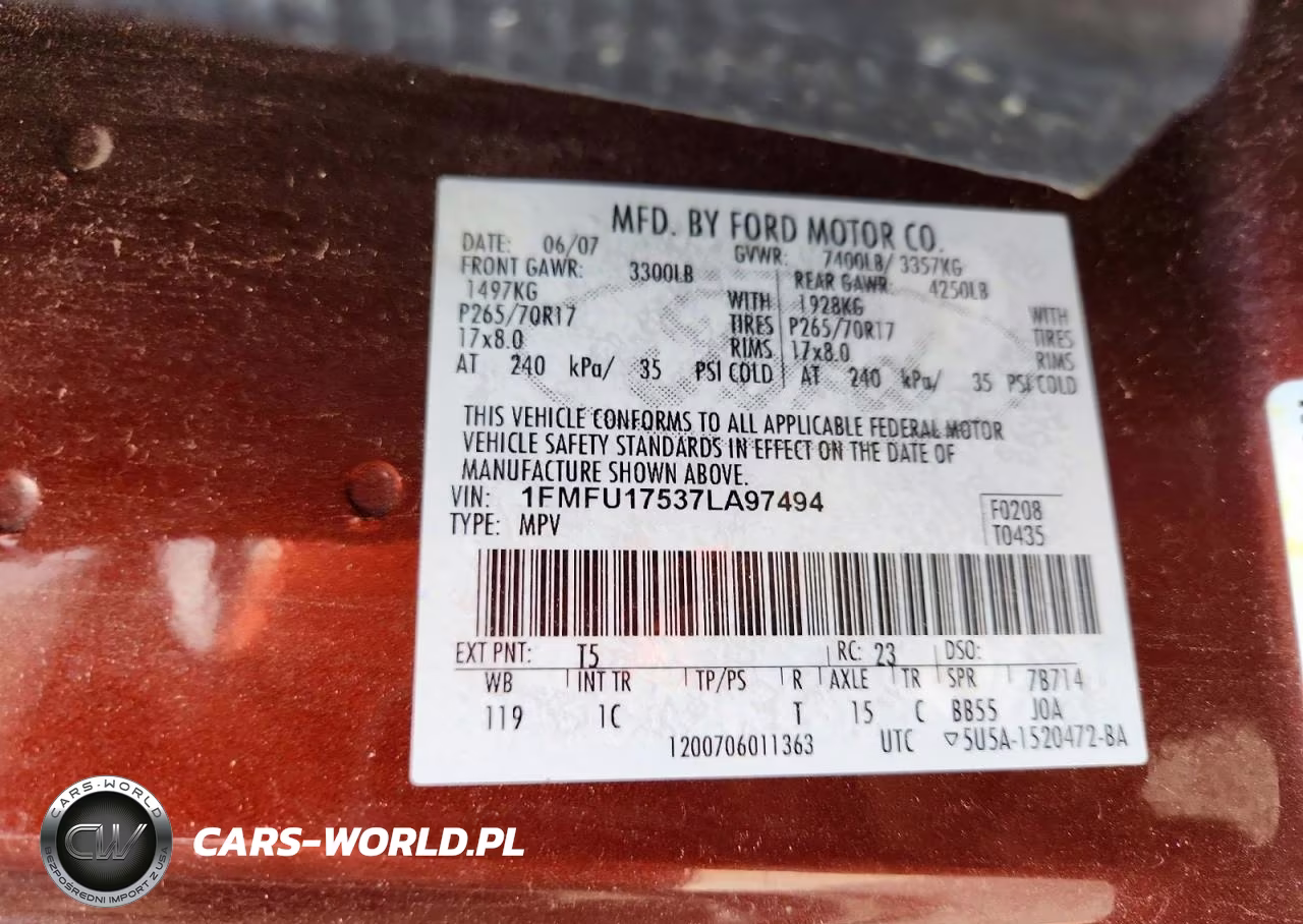2007 Ford Expedition VIN:1FMFU17537LA97494 - 13