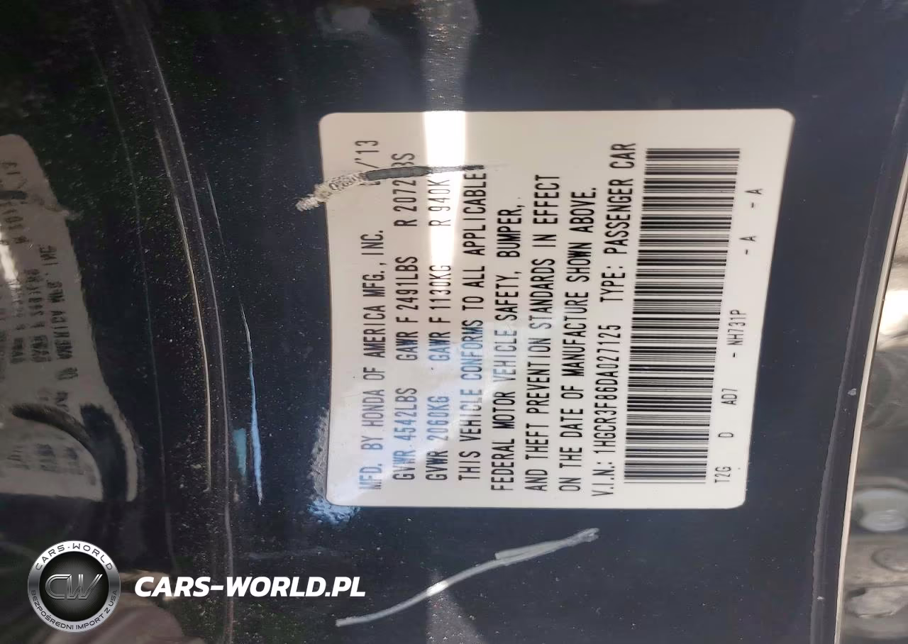 2013 Honda Accord Exl VIN:1HGCR3F86DA027125 - 12