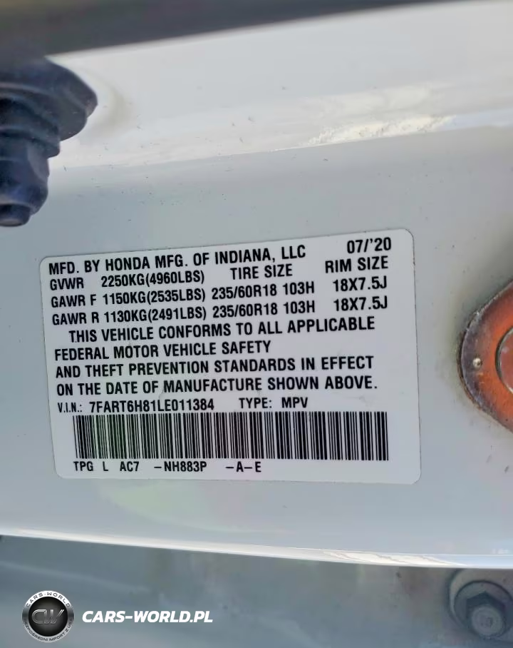 2020 Honda Cr-V Exl VIN:7FART6H81LE011384 - 13