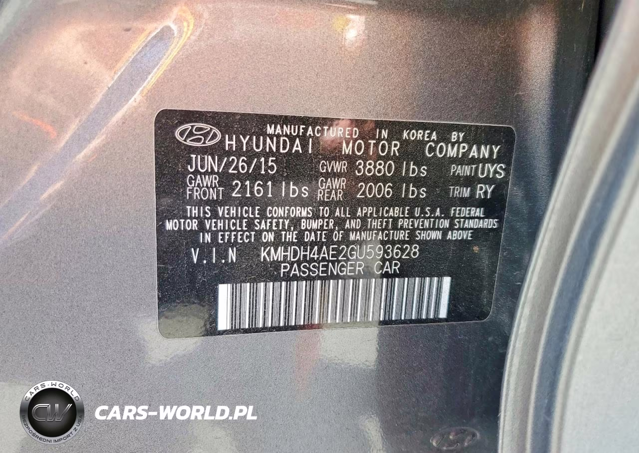 2016 Hyundai Elantra Limited VIN:KMHDH4AE2GU593628 - 12