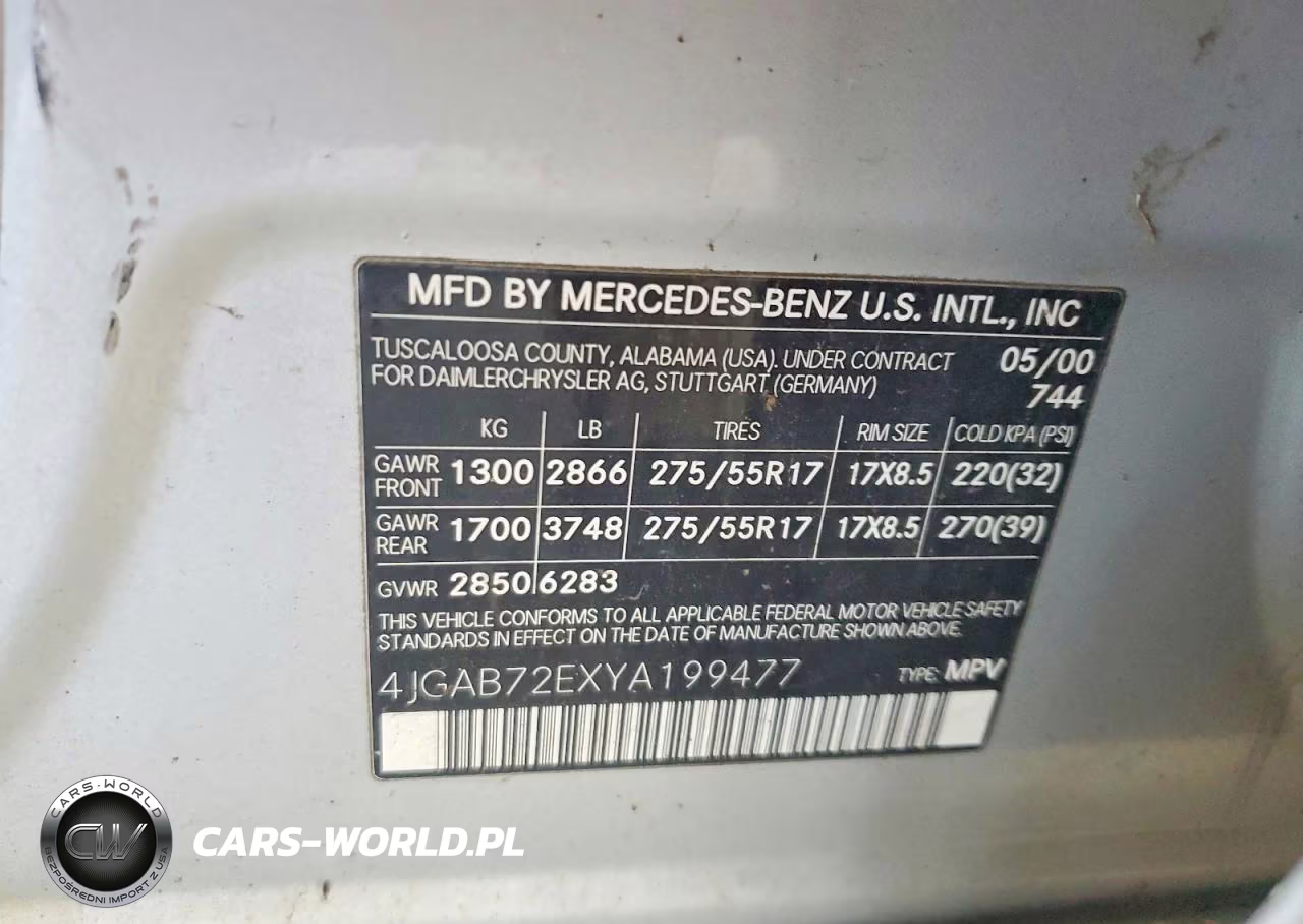 2000 Mercedes-Benz Ml 430 VIN:4JGAB72EXYA199477 - 13