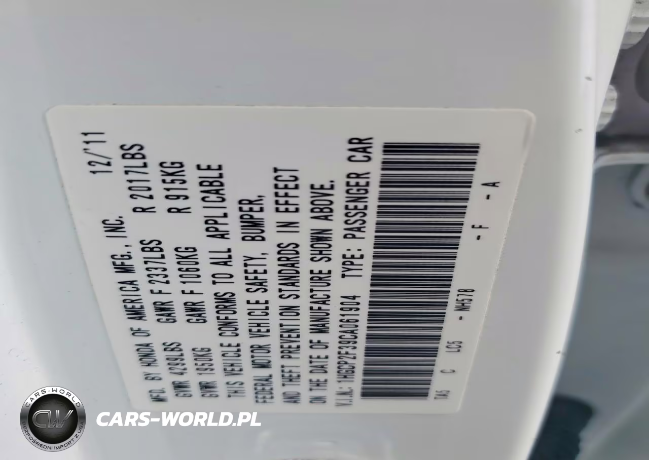 2012 Honda Accord Lx VIN:1HGCP2F39CA061904 - 12