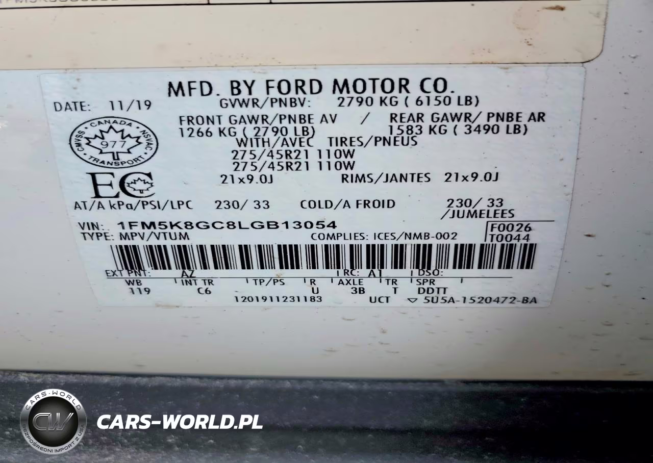 2020 Ford Explorer St VIN:1FM5K8GC8LGB13054 - 13