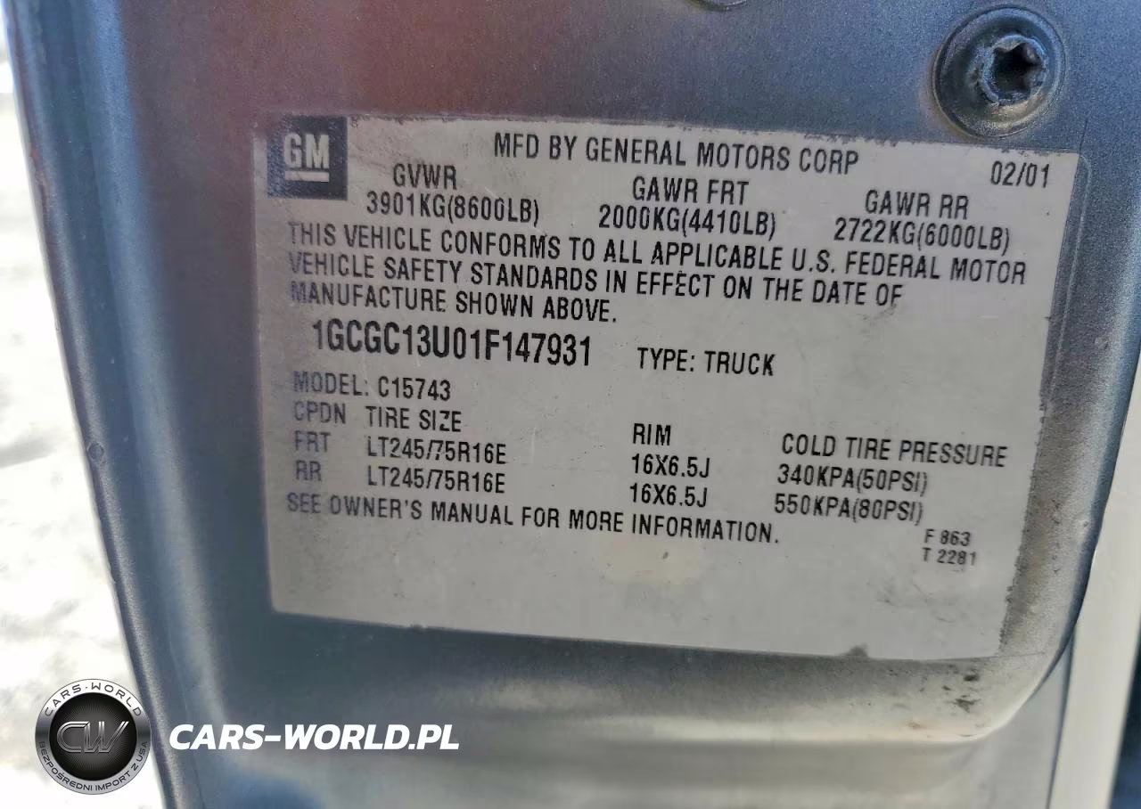2001 Chevrolet Silverado C1500 Heavy Duty VIN:1GCGC13U01F147931 - 12