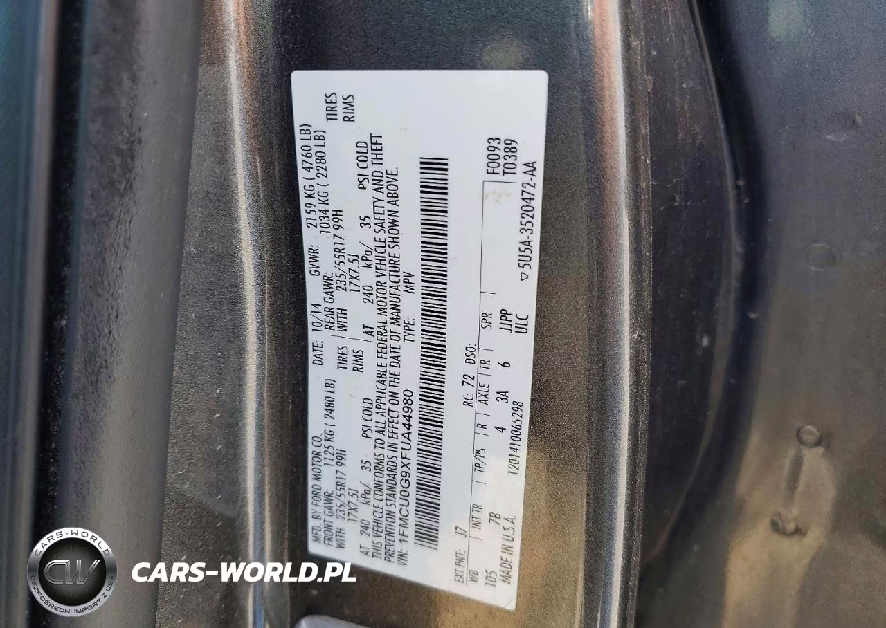 2015 Ford Escape Se VIN:1FMCU0G9XFUA44980 - 13