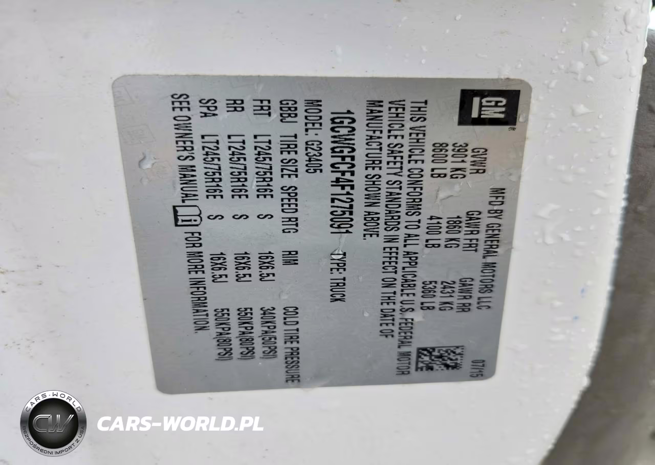 2015 Chevrolet Express G2500 VIN:1GCWGFCF4F1275091 - 13