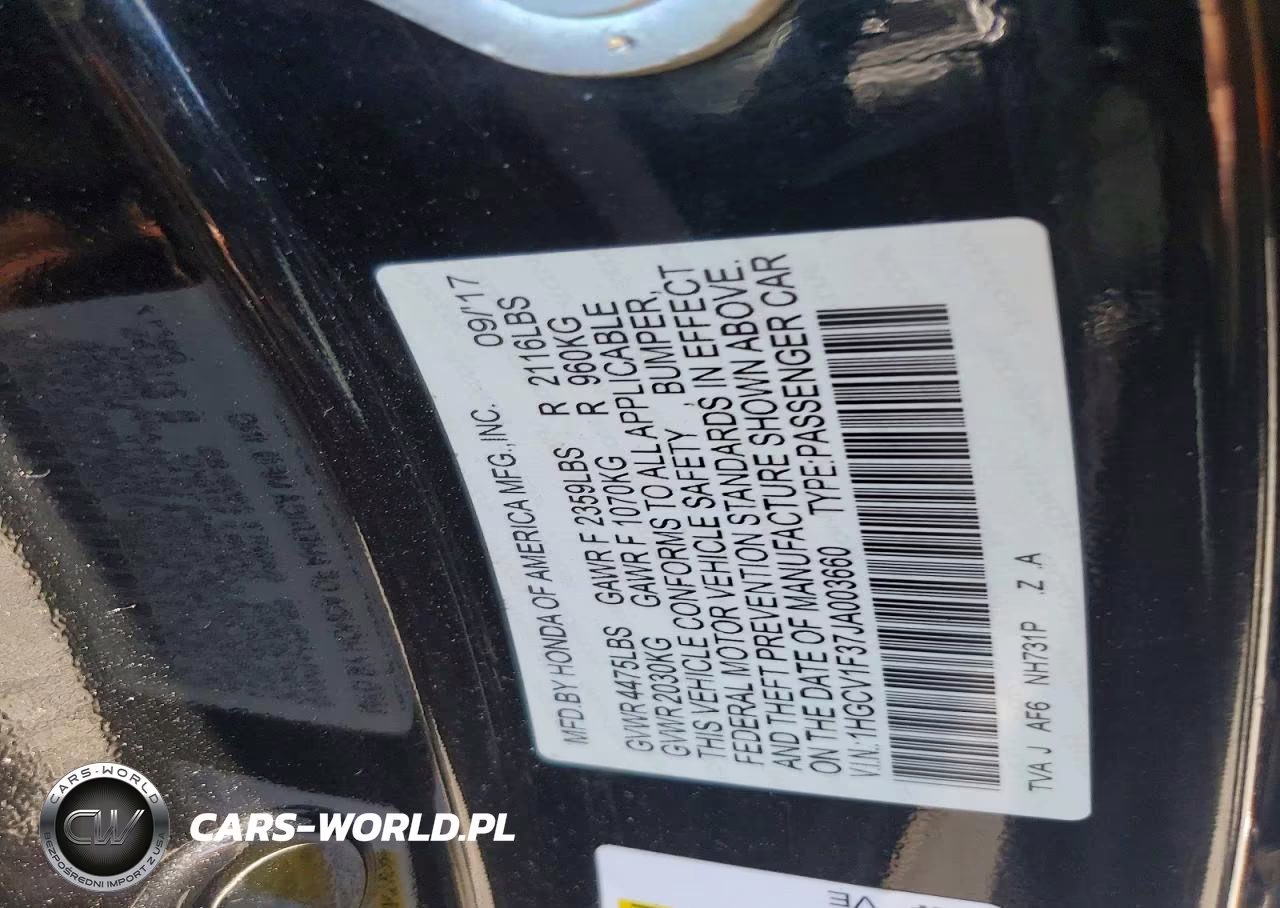 2018 Honda Accord Sport VIN:1HGCV1F37JA003660 - 12