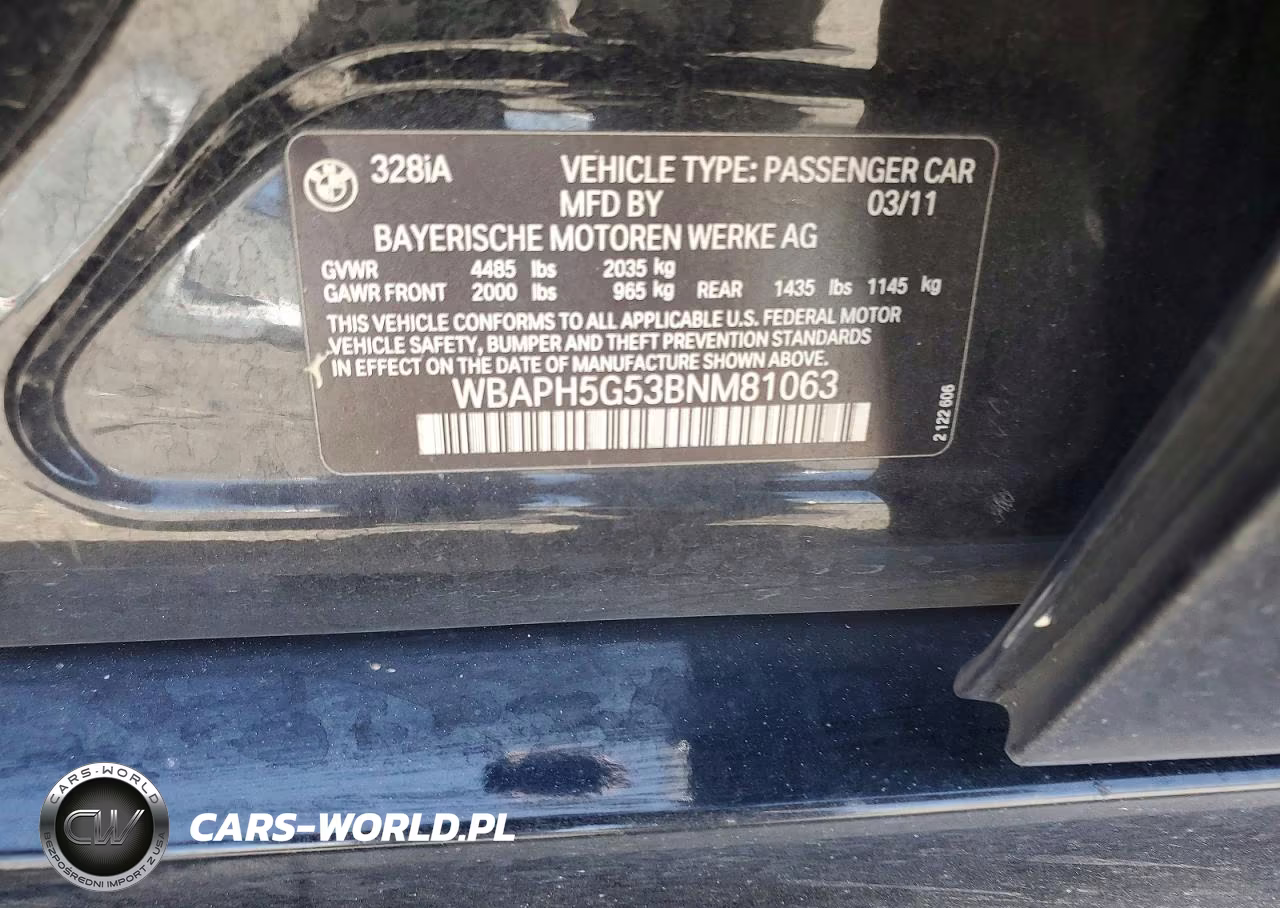2011 BMW 328 I Sulev VIN:WBAPH5G53BNM81063 - 12