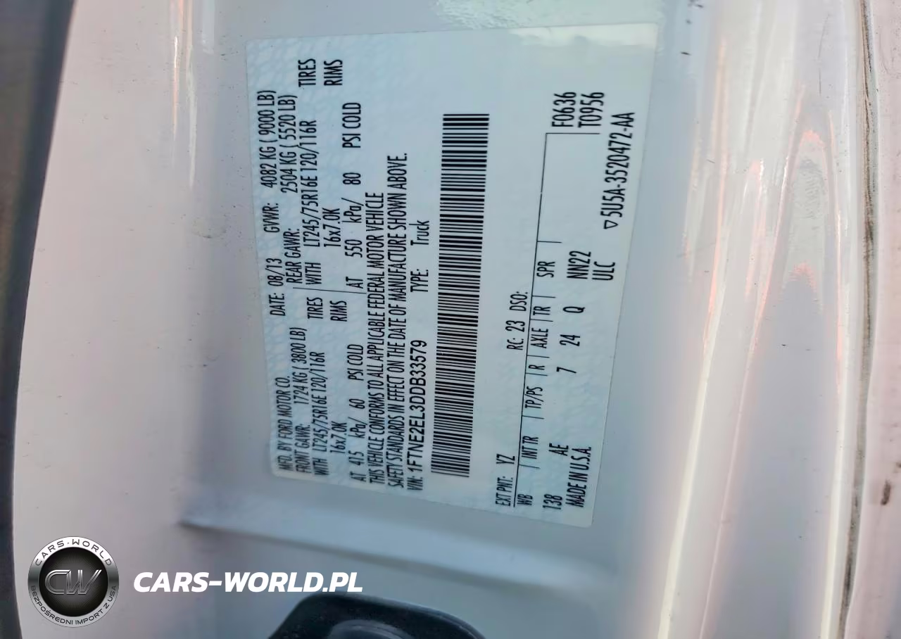 2013 Ford Econoline E250 Van VIN:1FTNE2EL3DDB33579 - 12