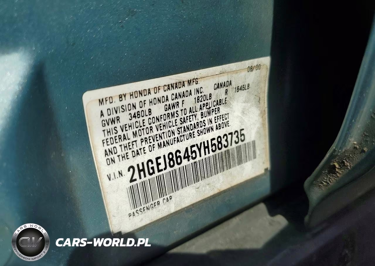 2000 Honda Civic Ex VIN:2HGEJ8645YH583735 - 12