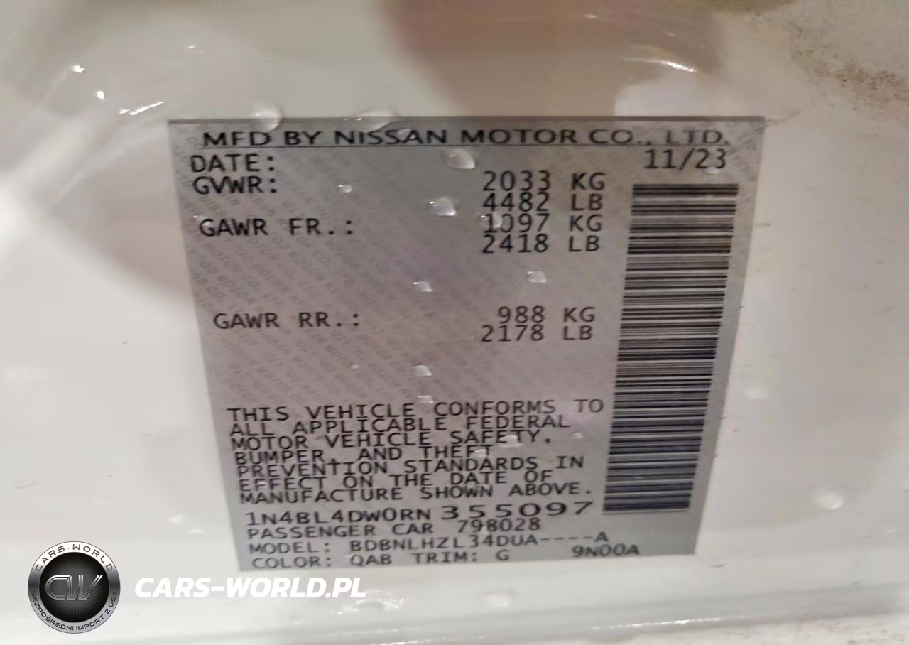 2024 Nissan Altima Sv VIN:1N4BL4DW0RN355097 - 13