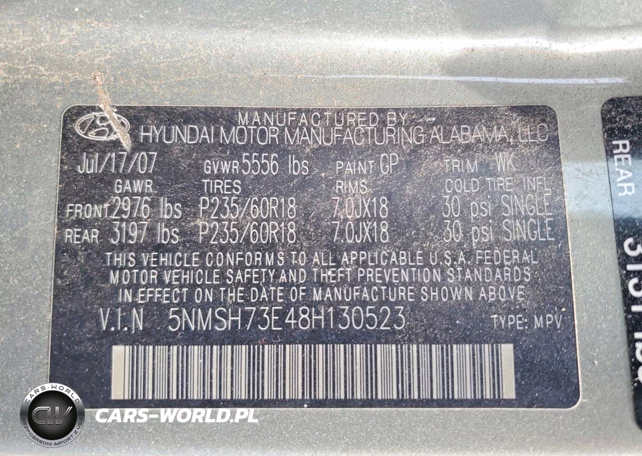 2008 Hyundai Santa Fe Se VIN:5NMSH73E48H130523 - 13