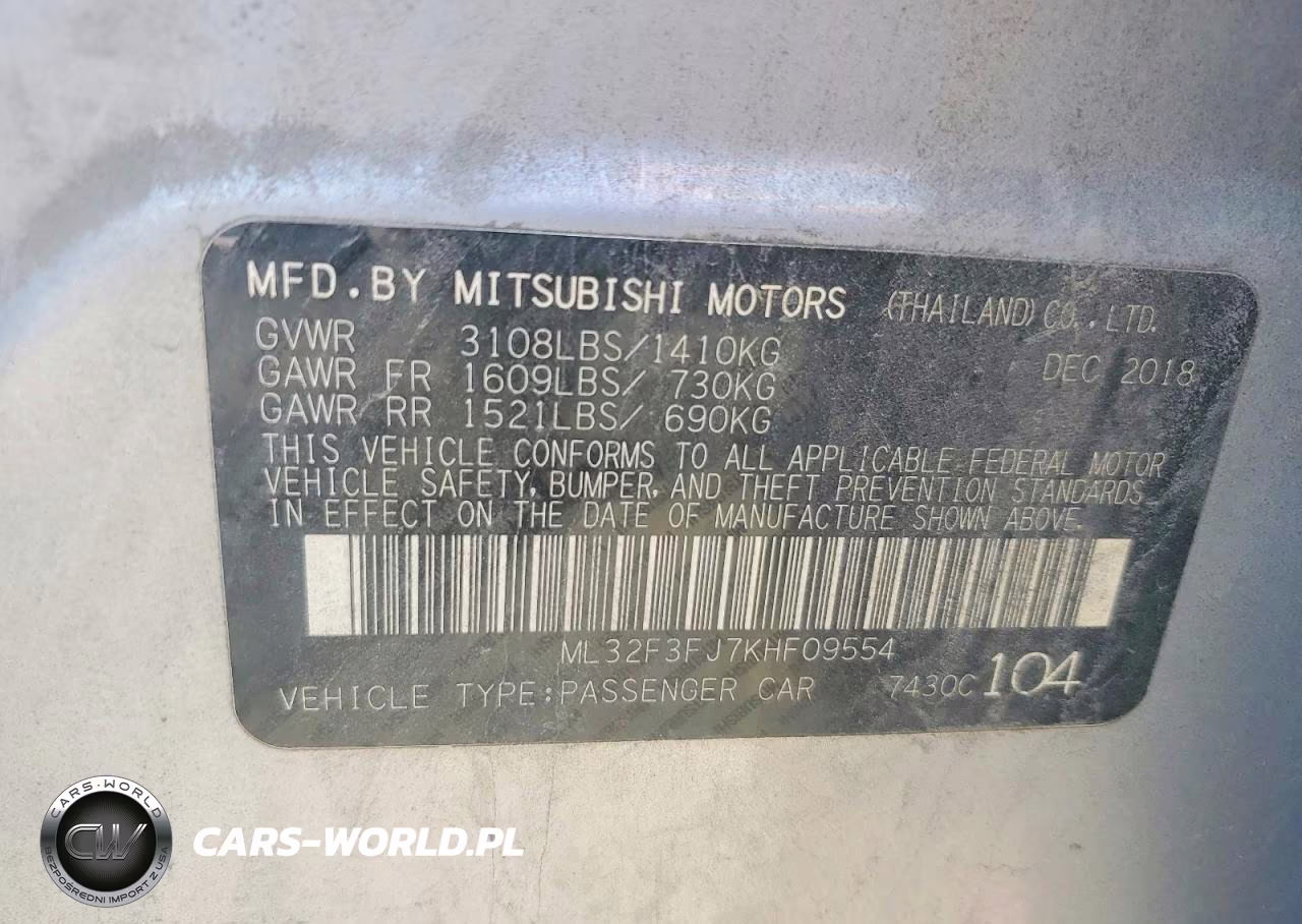 2019 Mitsubishi Mirage G4 Es VIN:ML32F3FJ7KHF09554 - 12
