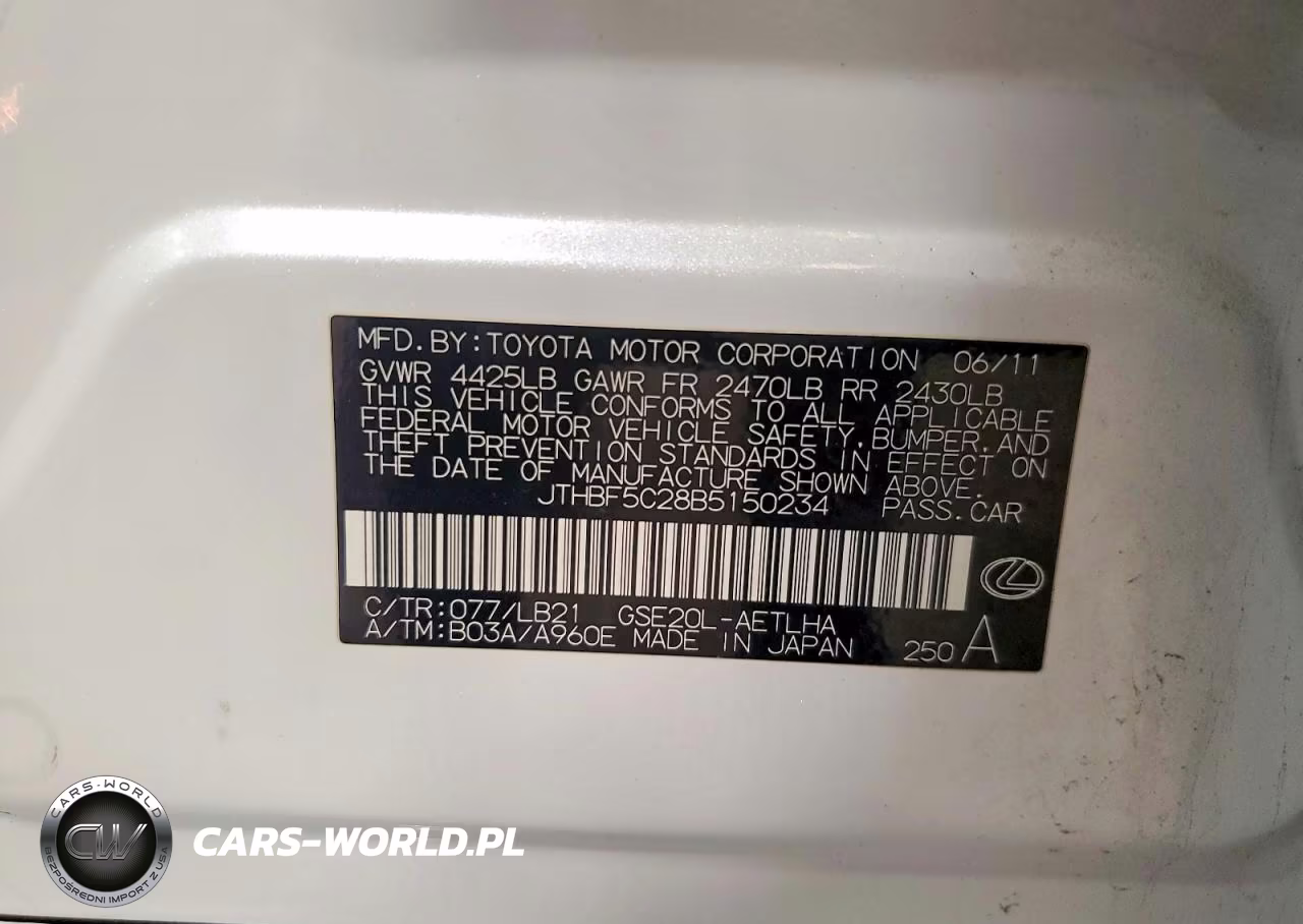 2011 Lexus Is 250 VIN:JTHBF5C28B5150234 - 12