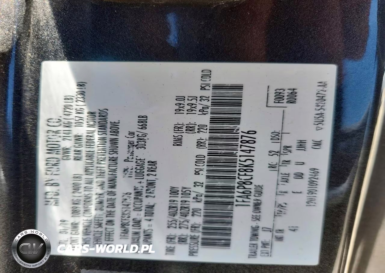 2019 Ford Mustang Gt VIN:1FA6P8CF8K5147876 - 12