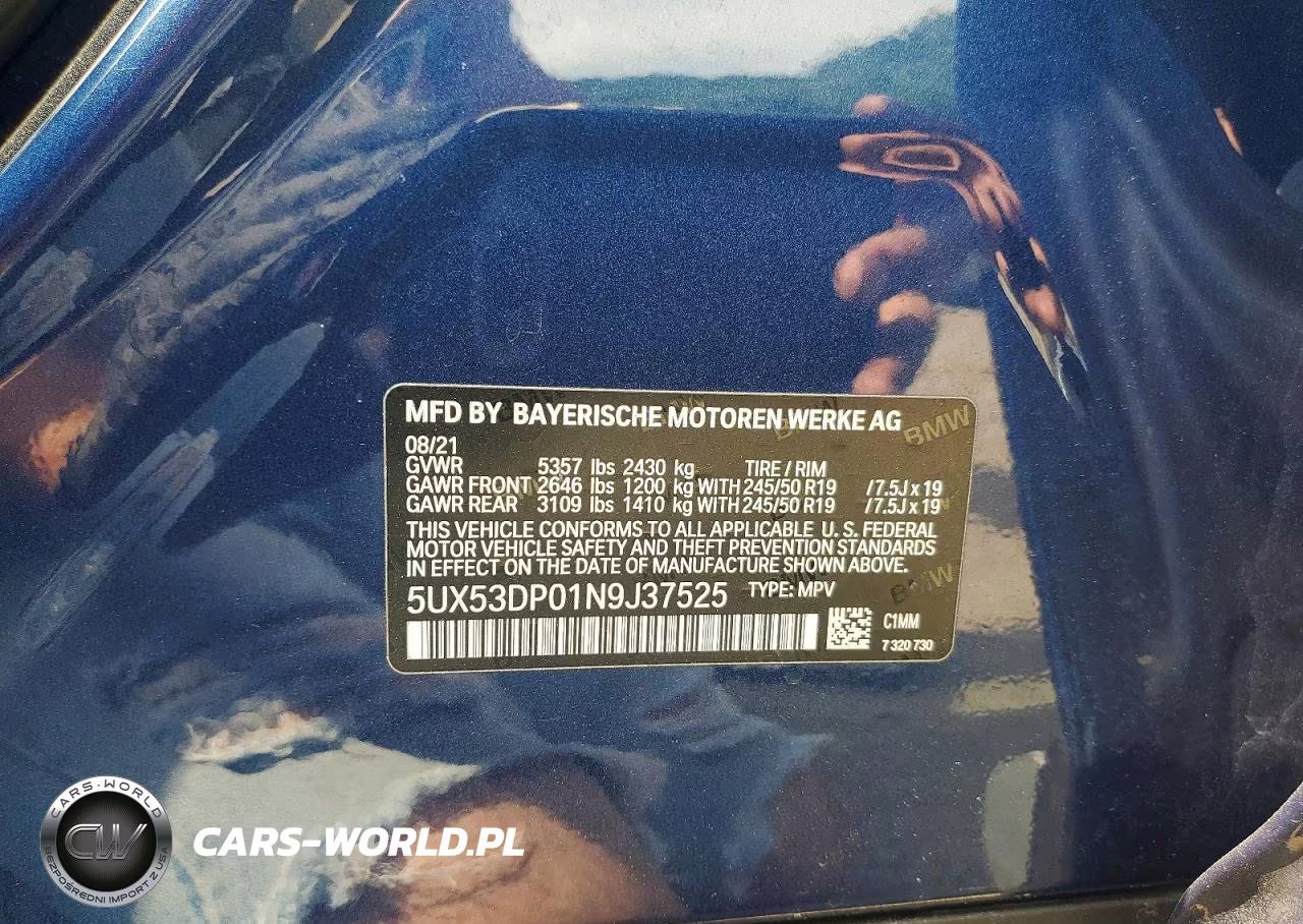 2022 BMW X3 xDrive30I VIN:5UX53DP01N9J37525 - 13