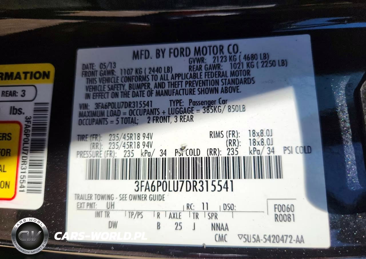 2013 Ford Fusion Se Hybrid VIN:3FA6P0LU7DR315541 - 12