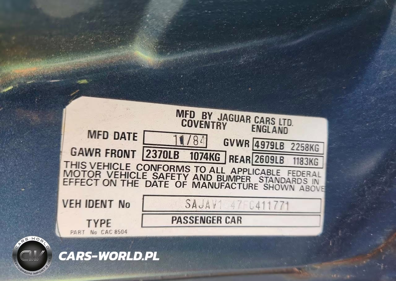 1985 Jaguar Xj6 VIN:SAJAV1347FC411771 - 12