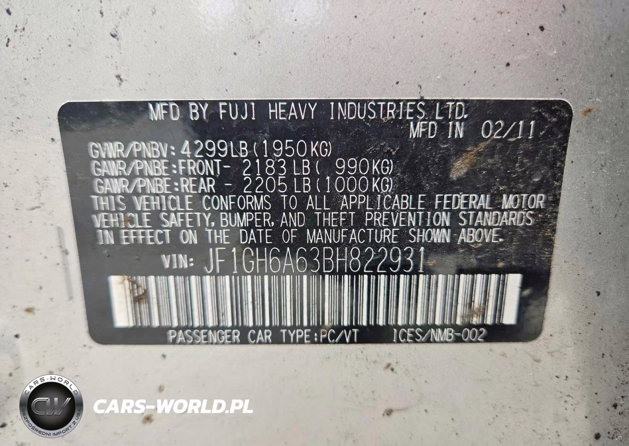 2011 Subaru Impreza 2.5I VIN:JF1GH6A63BH822931 - 12