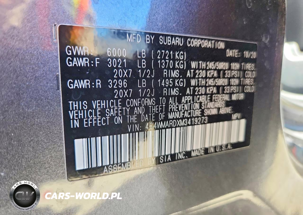 2021 Subaru Ascent Touring VIN:4S4WMARDXM3419273 - 13